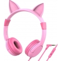 Promate Jewel BubbleGum Kinder Stereo Kopfhörer rosa weiß mit 1,2 Meter Kabel