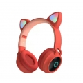 Kinder Katzenohr Kopfhörer Kabellose Faltbare Kopfhoerer Bluetooth 5.0 Kopfhörer LED Stereo Musik Kopfhoerer Rot