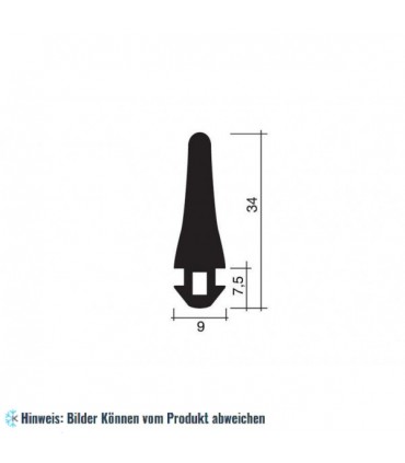 Eindrückprofil Gummi schwarz für Pendeltür 1m (34x9)