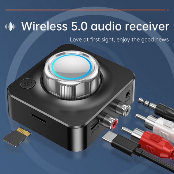 BT 5.0 Audio Receiver Stereo Musikverstaerker Auto Wireless Audio System Adapter Cinch 3,5 mm 3,5 AUX Buchsen fuer kabelgebunden