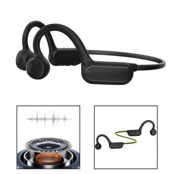 Bluetooth 5.0 Knochenleitungskopfhörer Wasserdichter Freisprech-Kopfhörer mit tiefen Bässen für Fahrer Radfahren Büroarbeit Tref