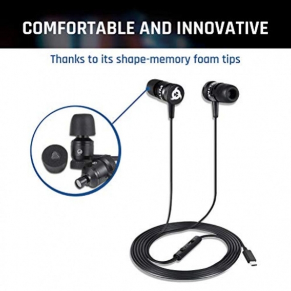 KLIM Fusion C USB-C In-Ear Kopfhörer mit Mikrofon schwarz