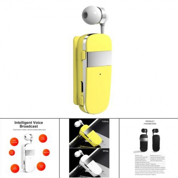 Bluetooth Headset Auriculares HD Stereo Mini Multifunktional für Life Sport Gelb Farbe Gelb