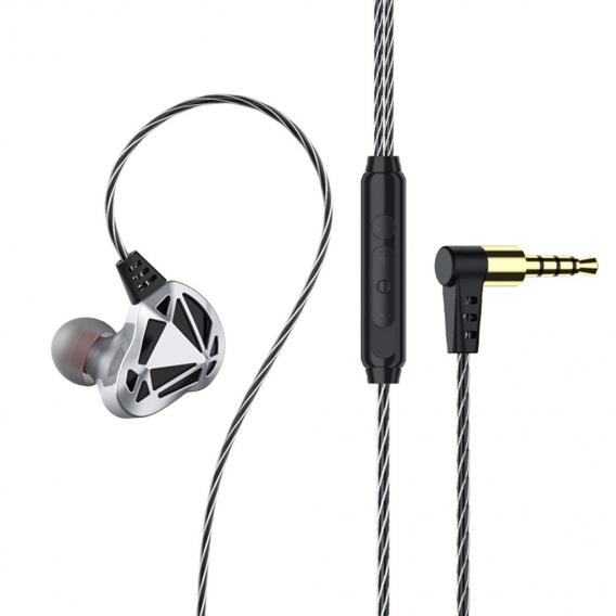 F5 6D Kopfhoerer 3,5-mm-Sportkopfhoerer Stereo-Bass-Gaming-Kopfhoerer mit Metallkabel und Mikrofon In-Ear-Headset