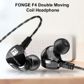 FONGE F4 3,5 MM kabelgebundener Kopfhoerer Doppel-Moving-Coil-In-Ear-Headset Heavy Bass Stereo-Musik-Kopfhoerer Inline-Steuerung