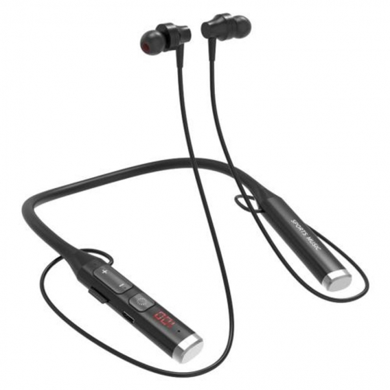 Hängendes Nacken-Headset TF-Karte Bluetooth-FM-Radio Eingebautes Mikrofon-Multifunktionsdisplay für die Arbeit - Silber Farbe Si