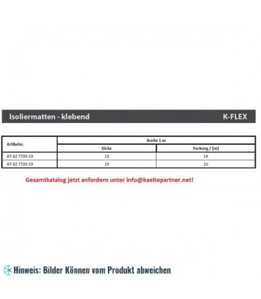 Isoliermatte Thermaflex selbstklebend, Dicke 13 mm, Breite 1 m, Verpackung 14 m