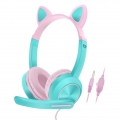 2PCS Wired Cat Ear Headset HiFi mit Mikrofon für Videospielmusik PC Männer Frauen