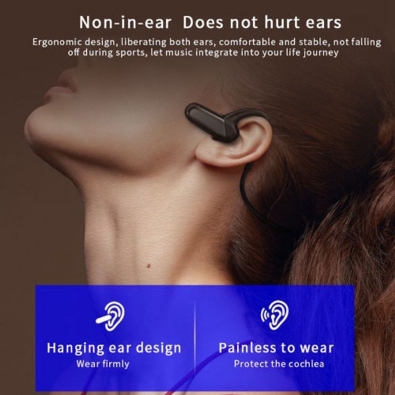 Bluetooth Bone Conduction Headset Drahtlose Outdoor Sport Ohrhörer mit Offenem Ohr Farbe Schwarz