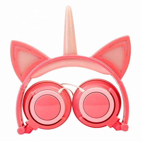 Einhorn Kopfhörer LED Mädchen Stirnband 3,5 Mm für IPad PC Handys Kindle Größe rosa rosa