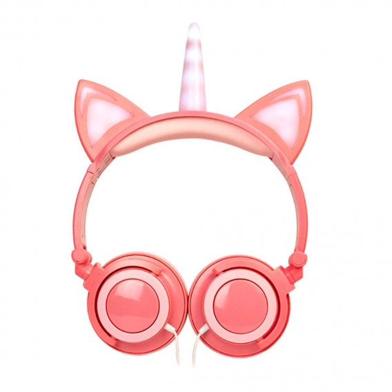Einhorn Kopfhörer LED Mädchen Stirnband 3,5 Mm für IPad PC Handys Kindle Größe rosa rosa