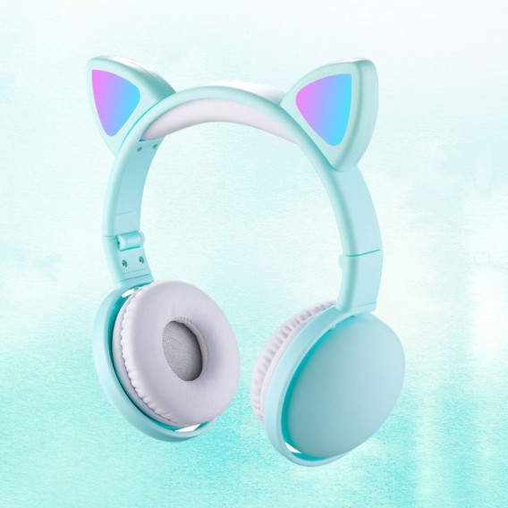 Katzenkopfhörer LED-Beleuchtung Einstellbare Geräuschunterdrückung Faltbar Sicheres Stereo Bluetooth 5.0 mit Mikrofon Kopfhörer 