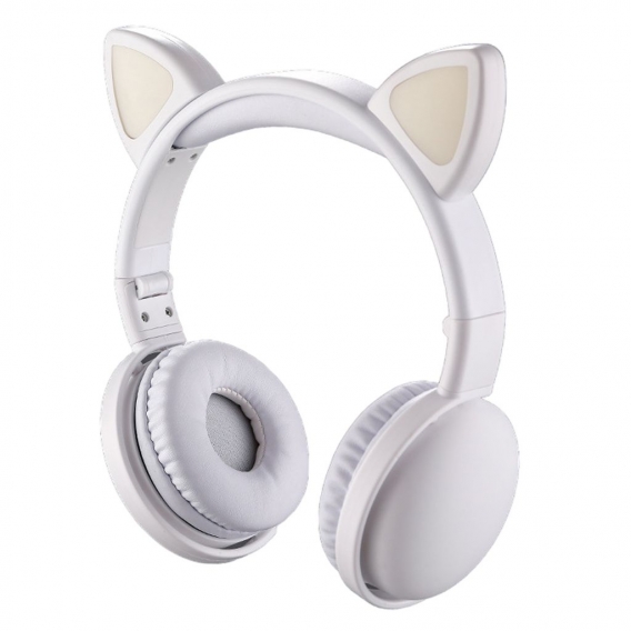Cat Kopfhörer mit Mikrofon Einstellbar Eingebauter Mic Bluetooth 5.0 über Ohr drahtloser leuchtender faltbarer Kopfhörer für Erw