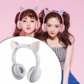 Cat Kopfhörer mit Mikrofon Einstellbar Eingebauter Mic Bluetooth 5.0 über Ohr drahtloser leuchtender faltbarer Kopfhörer für Erw