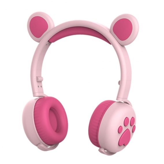 Bear Ear Paws Wireless Kopfhörer RGB 3 Farbe LED Bluetooth & Kabelgebundene Kopfhörer Over On Ear 15H Musikzeit für PC Girls - R
