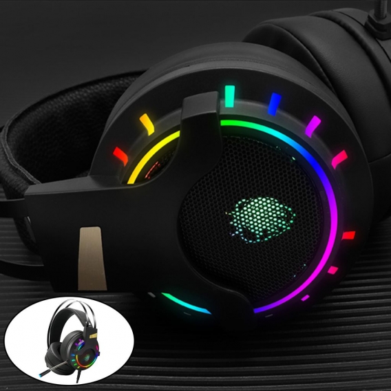 K3 7.1-Kanal-Gaming-Headset RGB-Licht mit Hintergrundbeleuchtung Over-Ear-Stereo-Kopfhörer Anti-Noise-Lautstärke, einzigartig un