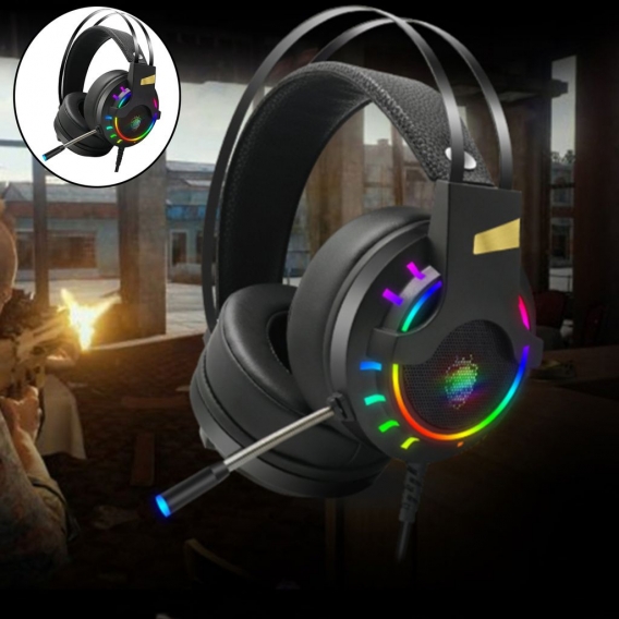 K3 7.1-Kanal-Gaming-Headset RGB-Licht mit Hintergrundbeleuchtung Over-Ear-Stereo-Kopfhörer Anti-Noise-Lautstärke, einzigartig un