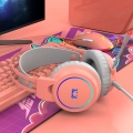 Aktive Noise Cancelling Control Gaming Headset, Komfortable Leder Ohrhörer, mit USB Port, Arbeitet für PC, Notebooks Farbe Pink 