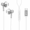 LinQ USB-C kabelgebundene Kopfhörer, Hohe Qualität, Steuertasten – Silber