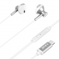 LinQ USB-C kabelgebundene Kopfhörer, Hohe Qualität, Steuertasten – Silber