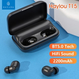 More about Haylou T15 TWS Echte drahtlose Kopfhoerer HiFi Stereo Mini Binaurale Ohrhoerer In-Ear BT 5.0 Touch Control Headset mit Mikrofon 