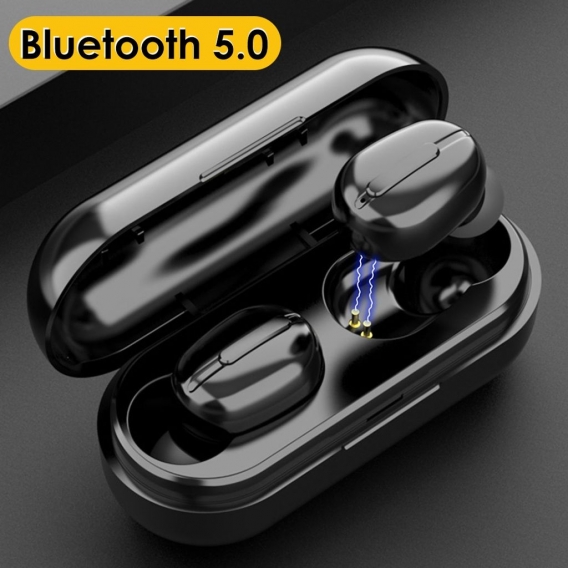 L13 TWS Bluetooth 5.0 Drahtlose HiFi-Musikkopfhoerer Wasserdichte Sportohrhoerer Schwarz