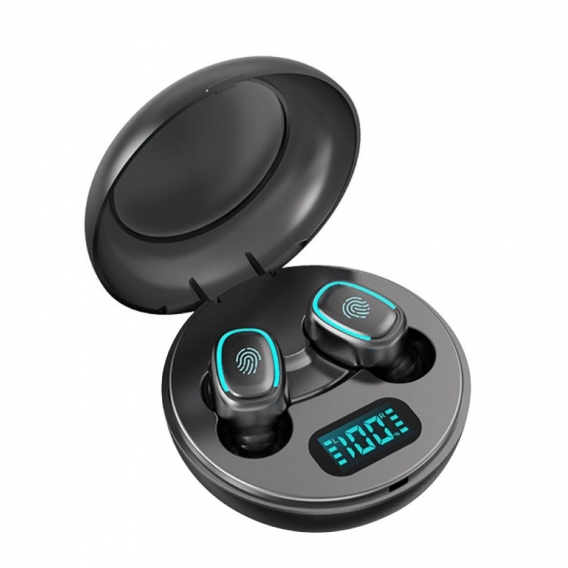 A10 TWS Bluetooth 5.0 Drahtlose HiFi-In-Ear-Kopfhoerer mit digitaler Ladebox Schwarz