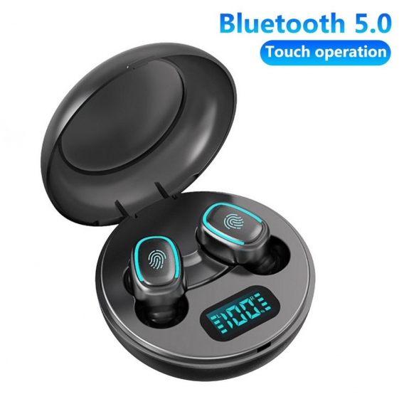 A10 TWS Bluetooth 5.0 Drahtlose HiFi-In-Ear-Kopfhoerer mit digitaler Ladebox Schwarz