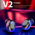 V2-TWS Mini Bluetooth 5.0 Drahtlose Ohrhoerer Kopfhoerer Sport Stereo Musik Headset Schwarz