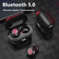 A6 TWS Mini Wireless Bluetooth 5.0 HiFi-Stereo-Kopfhoerer mit digitaler Ladebox Schwarz