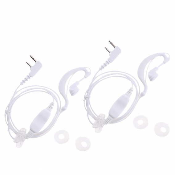 2 Stk. G-form Ohrhörer Headset mit PTT Mic Kopfhörer für Baofeng Walkie Talkie - Weiß