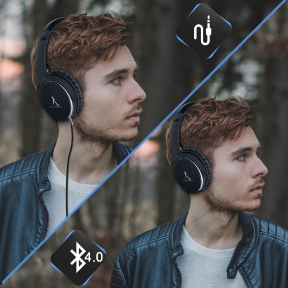 Stereo Bluetooth Headset mit Geräuschunterdrückung, Akashi Kopfhörer – Schwarz