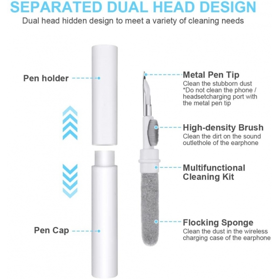 Reinigungsstift für Bluetooth Ohrhörer Weiß, 3 In 1 Ohrhörer Reinigungsstift Air Care Cleaning Kit Multifunktional Kompatibel fü
