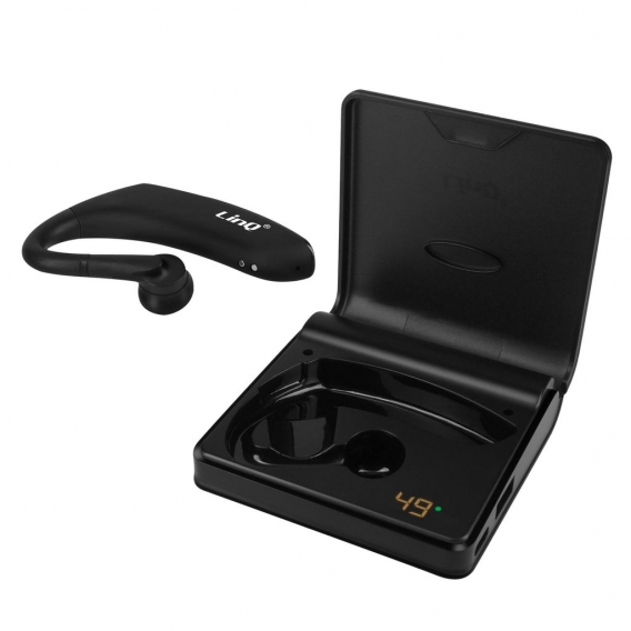 Bluetooth-Headset mit HdO + 1200mAh Ladebox, LinQ - Schwarz