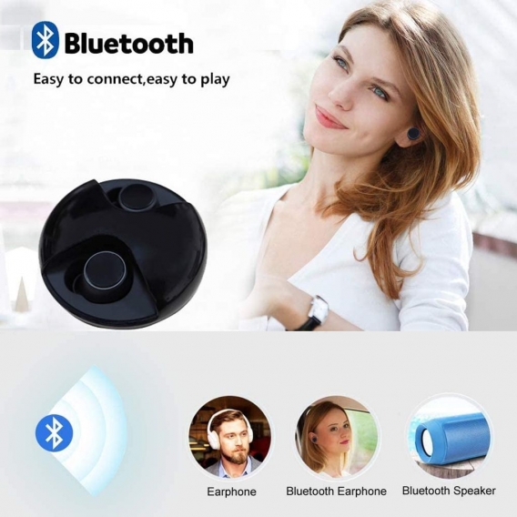 Bluetooth 5.0 TWS Wireless-Kopfhörer mit Ladekoffer Kompatibel mit Android i-Phone für Sportreisen, IPX8 Waterproof Sports Earph