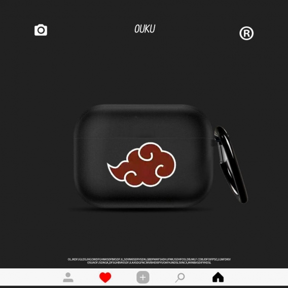 AirPods Hülle Schutzhülle Naruto Akatsuki Logo kompatibel mit Apple AirPods Pro Airpod Pro Silikonhülle Karabinerhaken