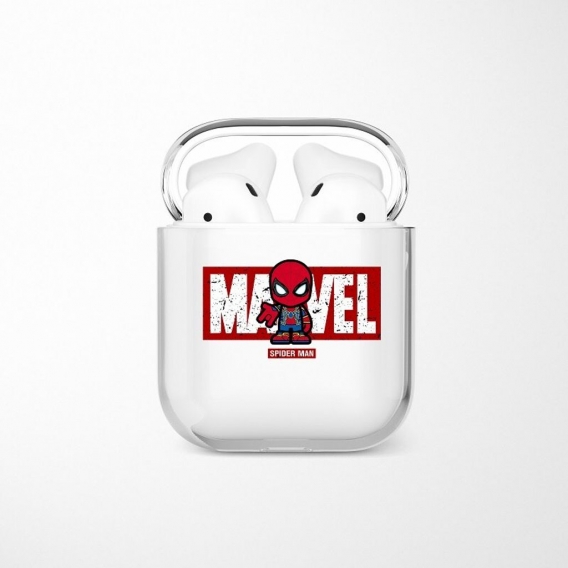 AirPods Hülle Schutzhülle  Marvel Spider Man kompatibel mit Apple AirPods 1/2 Airpod 1/2 Silikonhülle Karabinerhaken