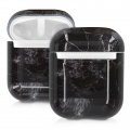 kwmobile Hülle kompatibel mit Apple Airpods 1 & 2 - Hardcase Schutzhülle Etui Case Cover Kopfhörer Marmor Schwarz Weiß