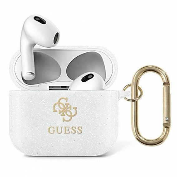 Guess Apple AirPods 3 Cover Glitter Collection Transparent Silicone Schutzhülle Tasche Case Etui