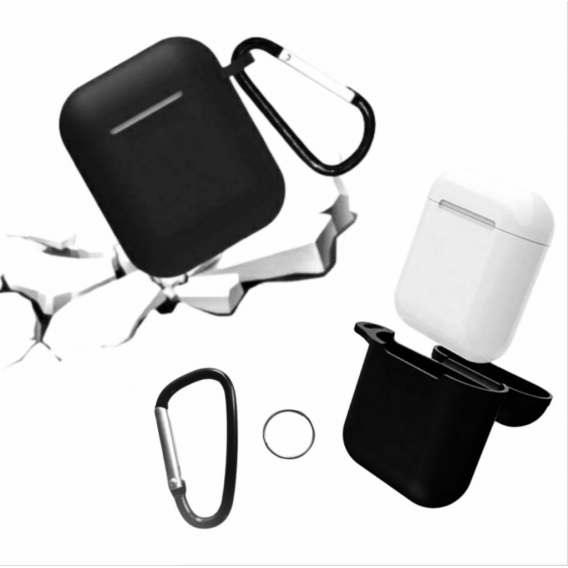 Apple-AirPods 1/2 Case-Hülle-Silikon-Kopfhörer-Schutz-Tasche-Slimcase Schwarz