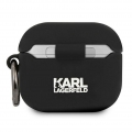 Karl Lagerfeld Apple AirPods 3 Cover Choupette Schwarz Silicone Schutzhülle Case Etui