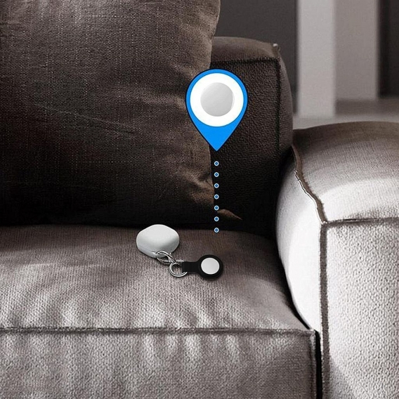 Laimtop Silikon Hülle Kompatibel mit Airtag, Bluetooth Tracker Schutzhülle Airtag Zubehör mit Schlüsselanhänger Schwarz