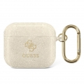 Guess Apple AirPods 3 Cover Glitter Gold Transparent Silicone Schutzhülle Tasche Case
