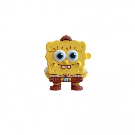 Anime SpongeBob SquarePants Hülle Cute SpongeBob Schutzhülle für Apple AirPods 1/2 Case Mit Karabinerhaken Geschenk