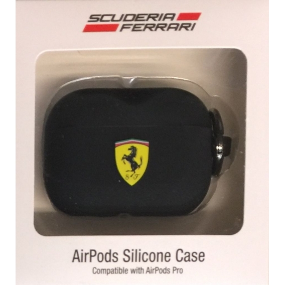 Ferrari- Apple AirPods Pro Silikon Cover Ring Schwarz Schutzhülle Cover Tasche Case
