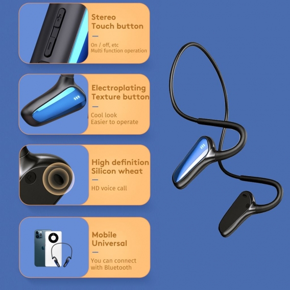 5.2 Sport Kopfhörer Bluetooth Wireless Bone Conduction Headphones zum Radfahren Wasserdicht und Schweißfest Wireless Outdoor Spo