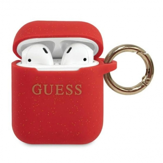 Guess Silicon Cover Ring für Apple Airpods - Rot