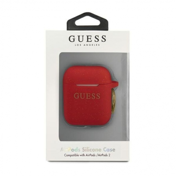 Guess Silicon Cover Ring für Apple Airpods - Rot