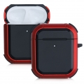 kwmobile Hybrid Hülle kompatibel mit Apple Airpods 1 & 2 - Hardcover Schutzhülle - Kopfhörer Case - Schwarz Rot
