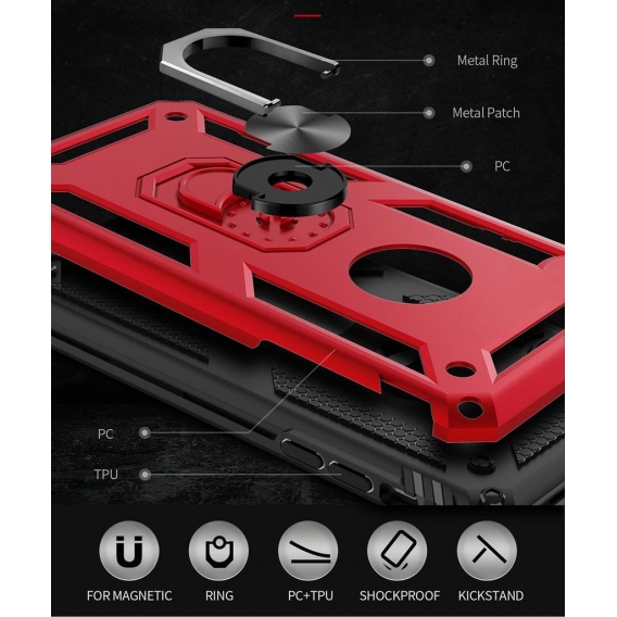 LaimTop iPhone 8 Hülle, Hybrid Robuste Rüstung Drehbarer Ring Halter Ständer Dual Layer Hard PC + TPU Stoßfest Schutzhülle für i